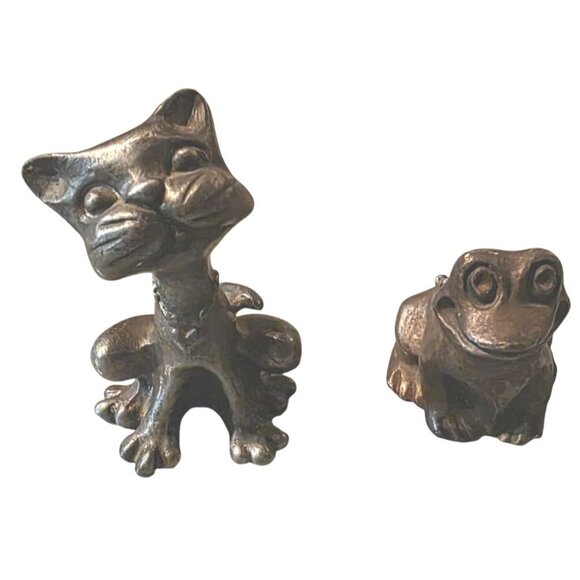 Vintage Figurines Cat & Frog Pewter Ampersand apx. 2" - Picture 12 of 16